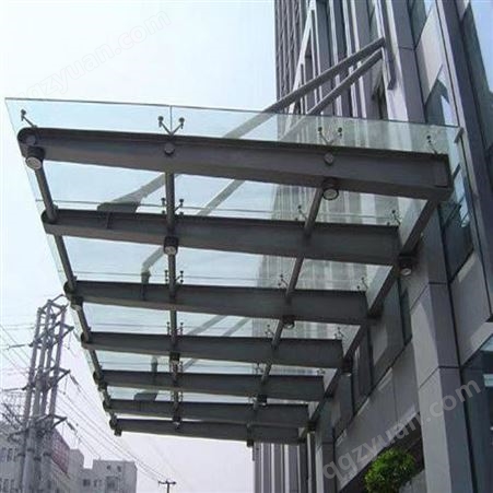 户外玻璃透明雨棚钢结构玻璃顶棚写字楼大型商业门头防水遮光用