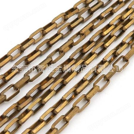 黄铜开口扁平长方形链条简约流行常用半成品首饰配件批量订购