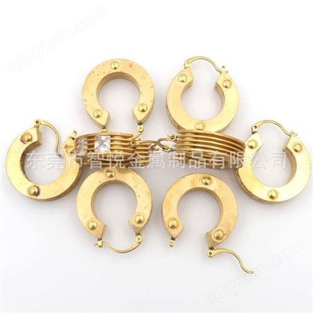 黄铜圆形多层侧边加钻耳圈简约时尚耳环代客抛光电镀来图订购