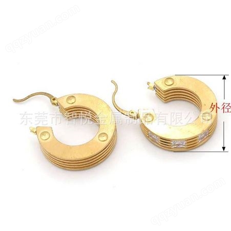 黄铜圆形多层侧边加钻耳圈简约时尚耳环代客抛光电镀来图订购