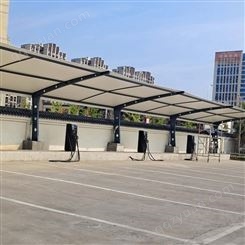 小区停车场遮阳篷膜结构停车棚景区充电桩户外汽车棚雨棚