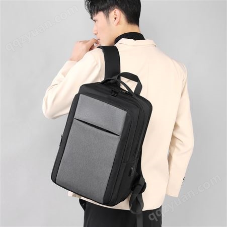 日韩简约风格男士双肩包简约时尚印刷logo背包商务通勤包电脑包
